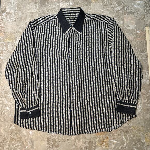 Napoleon By Stefano Ricci Shirt Mens 2XL 100% Silk Long Sleeve Button Italy - Picture 4 of 12